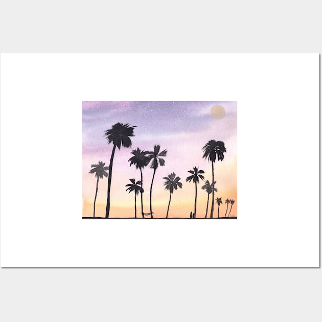 Tropical Nights in Paradise Watercolor Art Wall Art by Sandraartist